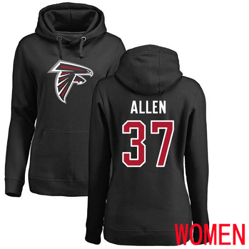Atlanta Falcons Black Women Ricardo Allen Name And Number Logo NFL Football #37 Pullover Hoodie Sweatshirts